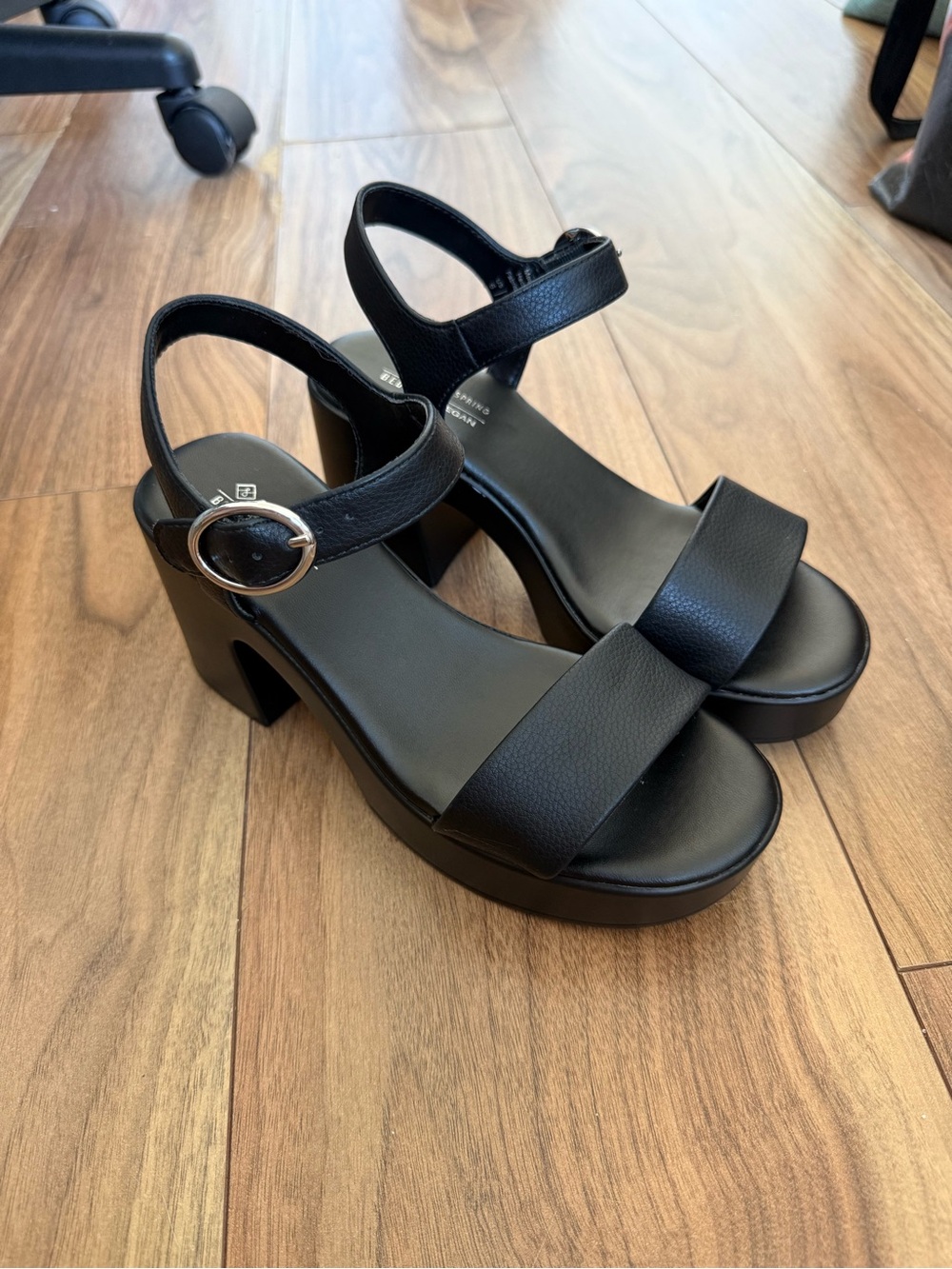 Black Platform Ankle Strap Sandals - Call It Spring